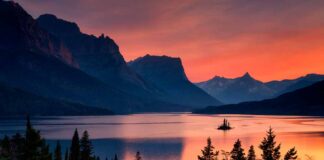 montana-glacier-national-park-tramonto-lago